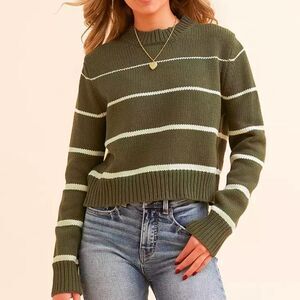 Z Supply Milan Stripe Cropped Knit Sweater NWT